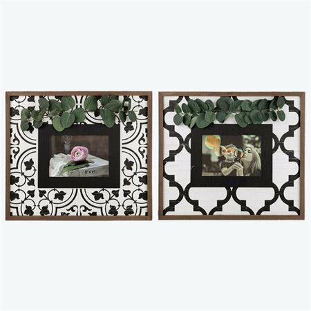 YOUNGS 5 x 7 in. Wood Photo Frame with Artificial Greenery, Black & White - 2 Piece 20898